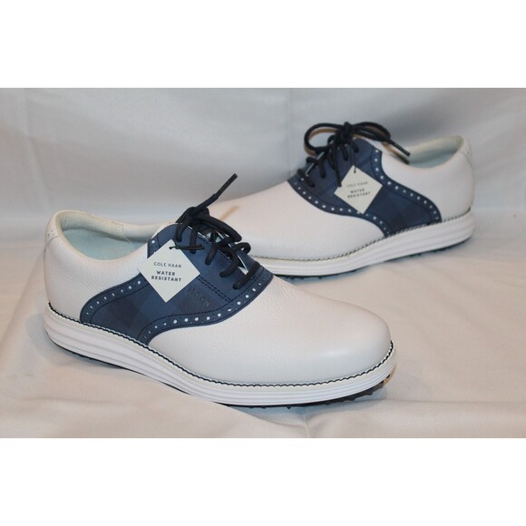 Cole Haan OG Original Grand Saddle‎ Leather Golf Shoes Size 8 White Blue NWOB - Picture 2 of 7